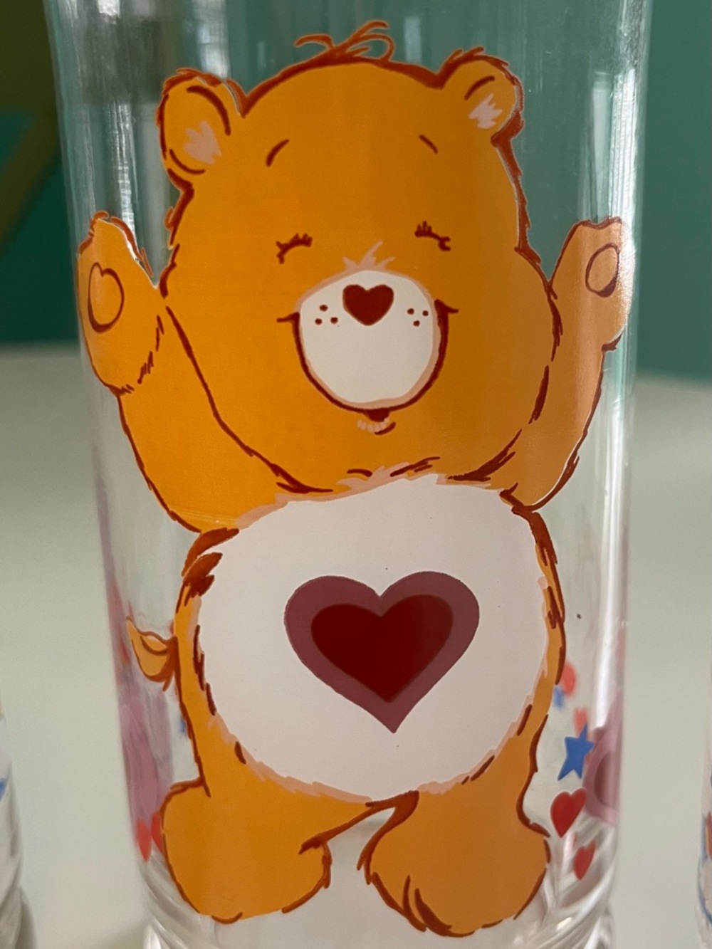 Care Bears 4 Piece Glass Set — Yellow, Blue, Orange, Pink Bears Pizza Hut - Picture 4 of 9